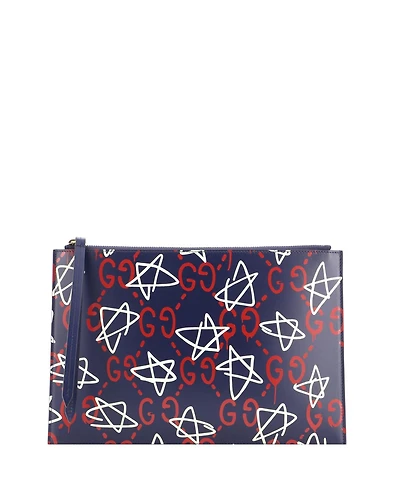 Pre-Owned Gucci Medium Zipped Pouch GucciGhost Leather