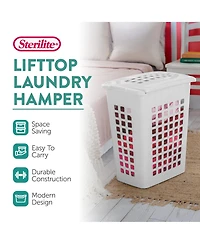 Sterilite Rectangular LiftTop Plastic Laundry Hamper Basket Bin w/ Lid (16 Pack)