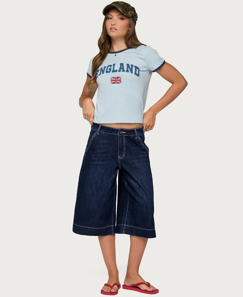 Edikted Women's Letty Low Rise Denim Bermuda Shorts
