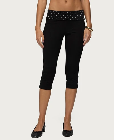 Edikted Women's Genni Polka Dot Foldover Capri Pants