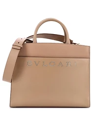 Pre-Owned Bvlgari Medium Embellished Logo Tote Bag Leather