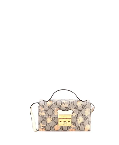 Pre-Owned Gucci Mini Padlock Top Handle Bag Printed Gg Coated Canvas and Leather