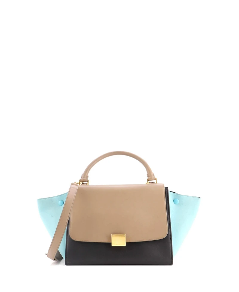 Pre-Owned Celine Small Tricolor Trapeze Bag Leather