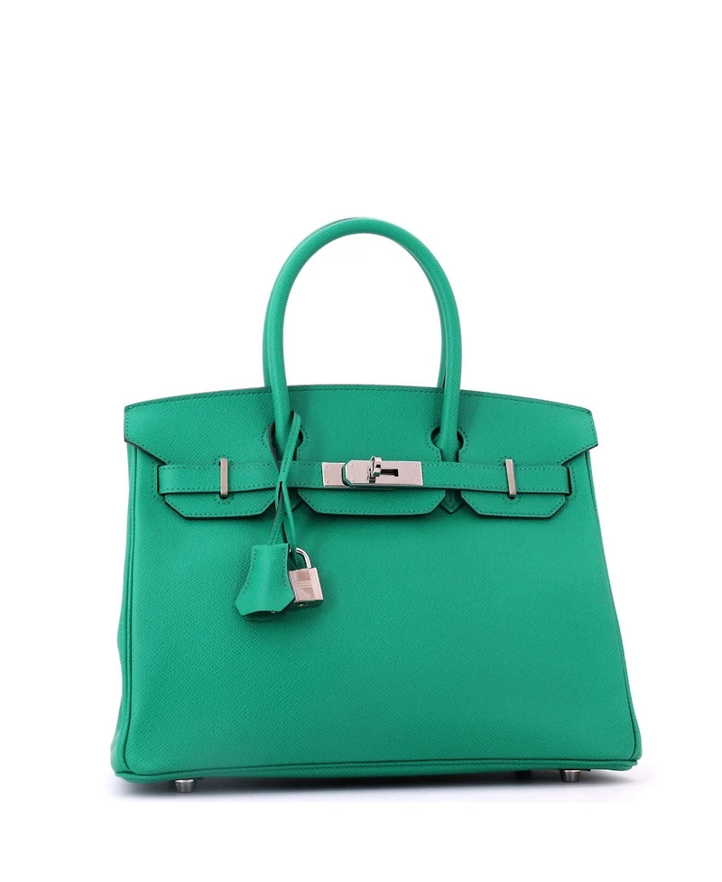Pre-Owned Hermes Birkin 30 Handbag Green Epsom with Palladium Hardware