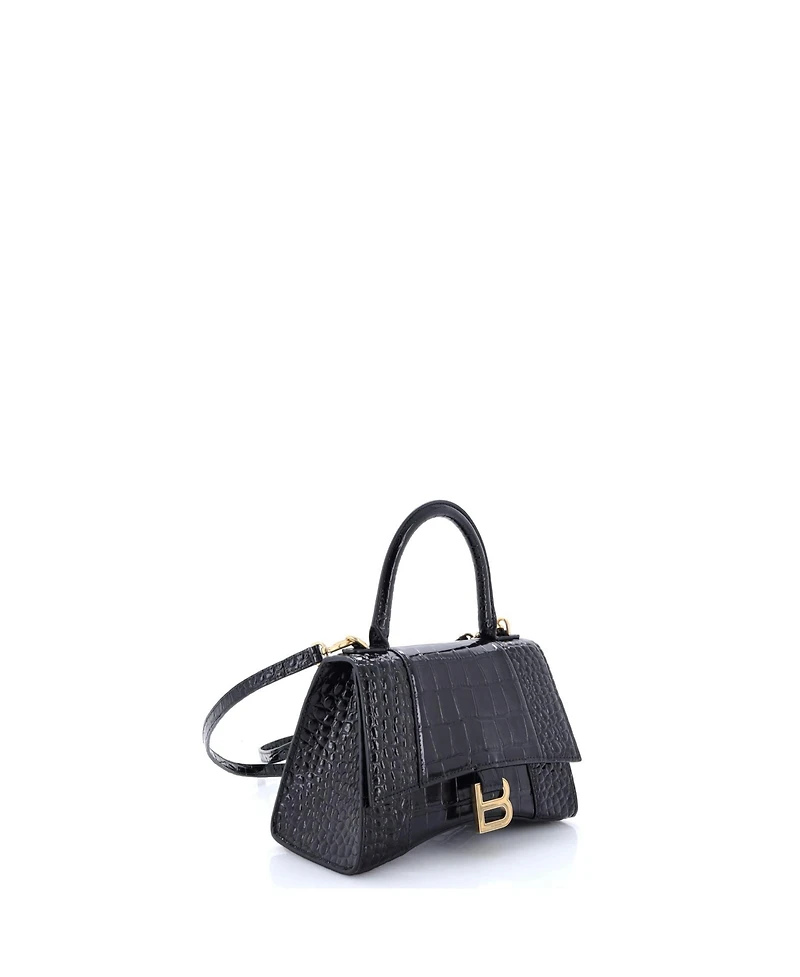 Pre-Owned Balenciaga Small Hourglass Top Handle Bag Embossed Leather