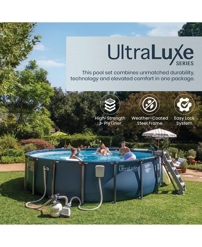 Intex UltraLuxe 20ft x 52in Above Ground Pool, Sand Pump, and Saltwater System