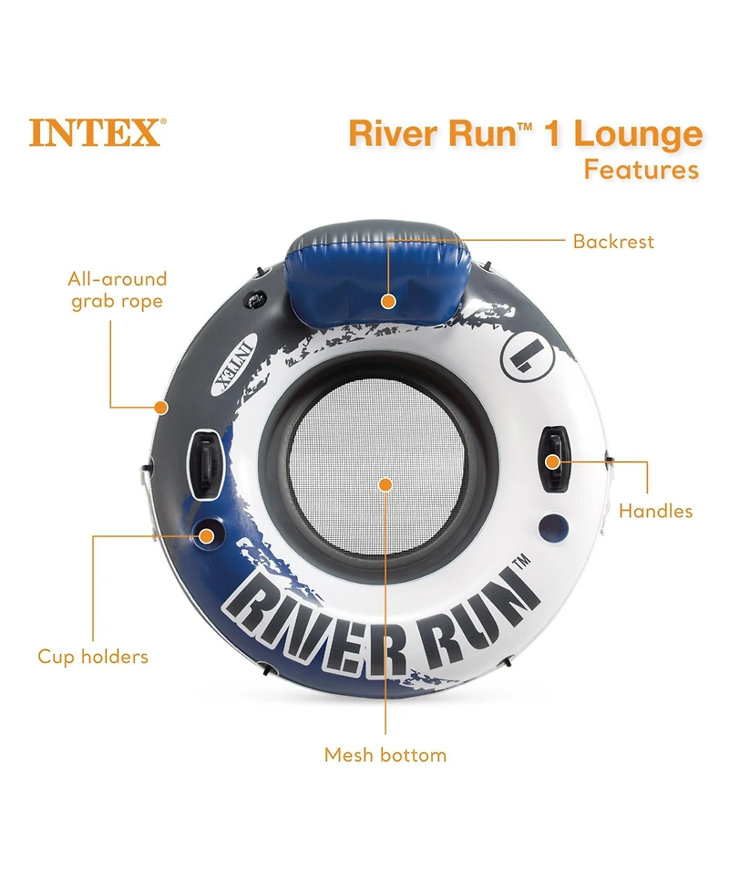 Intex River Run 1 Person Inflatable Floating Tube Lake/Pool/Ocean Raft (5 Pack)