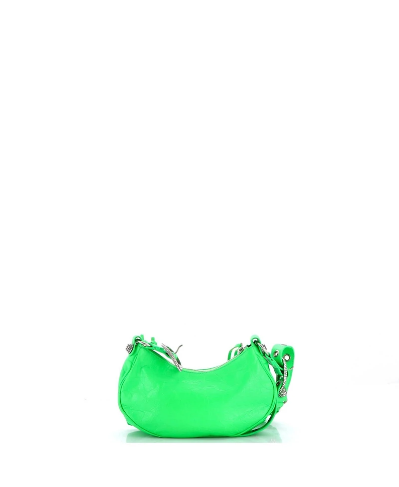 Pre-Owned Balenciaga Xs Le Cagole Giant Studs Shoulder Bag Leather with Crystals