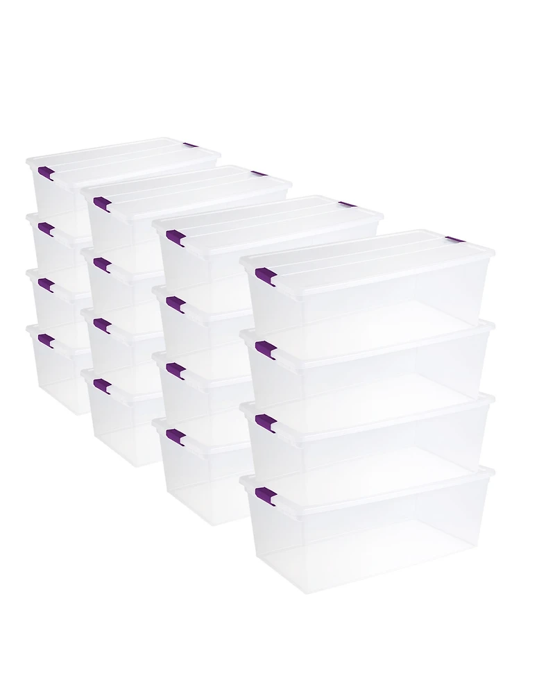 Sterilite 110 Qt Clear Storage Organization Box w/ Secure Latching Lid (16 Pack)