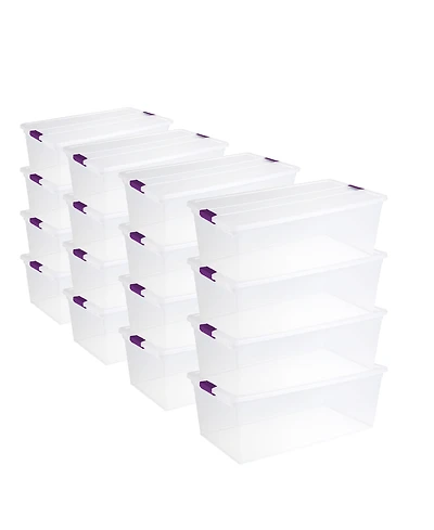 Sterilite 110 Qt Clear Storage Organization Box w/ Secure Latching Lid (16 Pack)