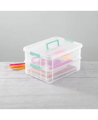 Sterilite Convenient Home 2-Tier Layer Stack Carry Storage Box, Clear (16 Pack)