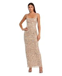 Mac Duggal Women's Sequin Embellished Scoop Neck Sheath Gown