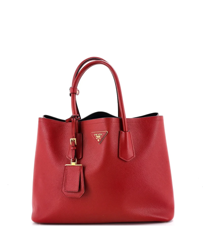 Pre-Owned Prada Large Cuir Double Tote Saffiano Leather