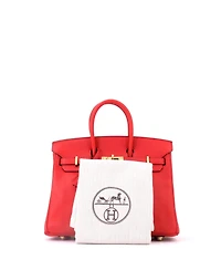 Pre-Owned Hermes Birkin 25 Handbag Red Swift with Gold Hardware