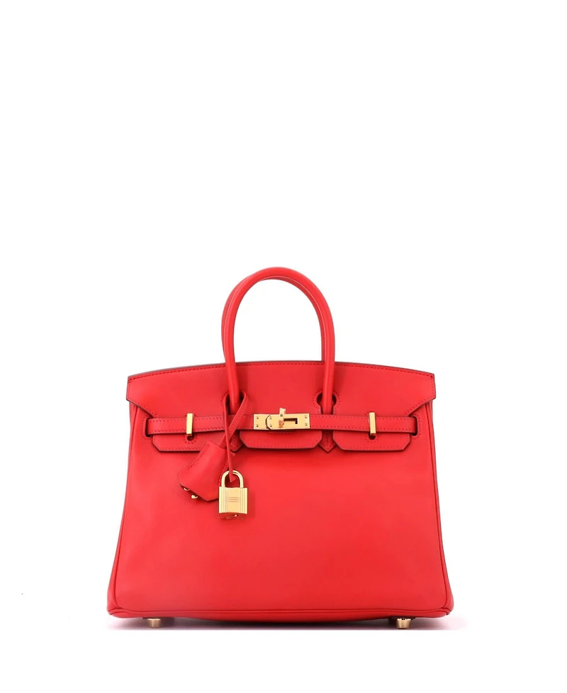 Pre-Owned Hermes Birkin 25 Handbag Red Swift with Gold Hardware