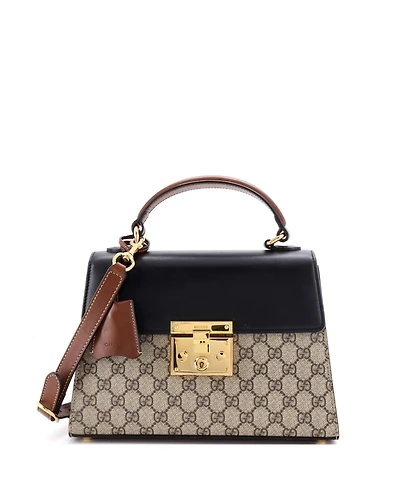 Pre-Owned Gucci Small Padlock Top Handle Bag Gg Coated Canvas and Leather