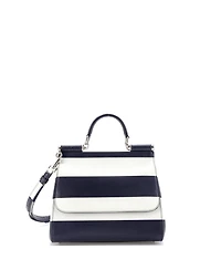 Pre-Owned Dolce and Gabbana Medium Miss Sicily Bag Striped Leather