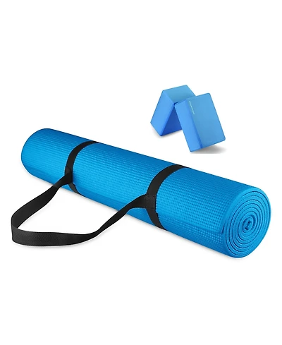 Signature Fitness All Purpose High Density No Tear Exercise Mat w/Strap