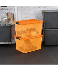 Sterilite Orange 64 Quart Latching Plastic Storage Box Container Tote, (6 Pack)