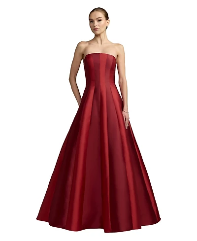 Mac Duggal Women's Strapless Paneled Mikado Ball Gown