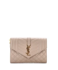 Pre-Owned Saint Laurent Classic Monogram Envelope Wristlet Clutch Mixed Matelasse Leather