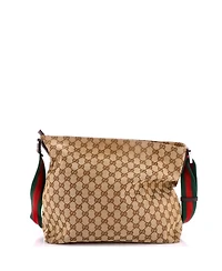 Pre-Owned Gucci Medium Front Pocket Web Messenger Gg Canvas