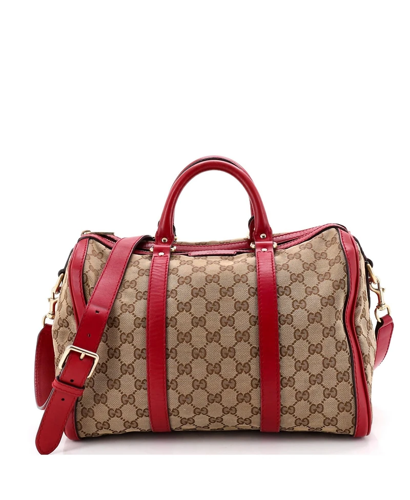 Pre-Owned Gucci Medium Convertible Joy Boston Bag Gg Canvas with Leather