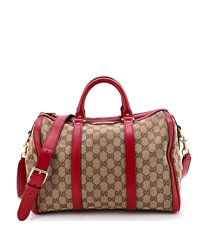Pre-Owned Gucci Medium Convertible Joy Boston Bag Gg Canvas with Leather