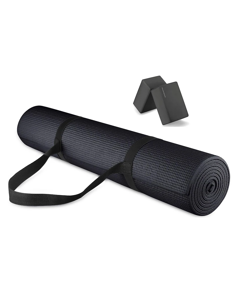 Signature Fitness All Purpose High Density No Tear Exercise Yoga Mat, Black