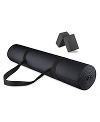 Signature Fitness All Purpose High Density No Tear Exercise Yoga Mat, Black