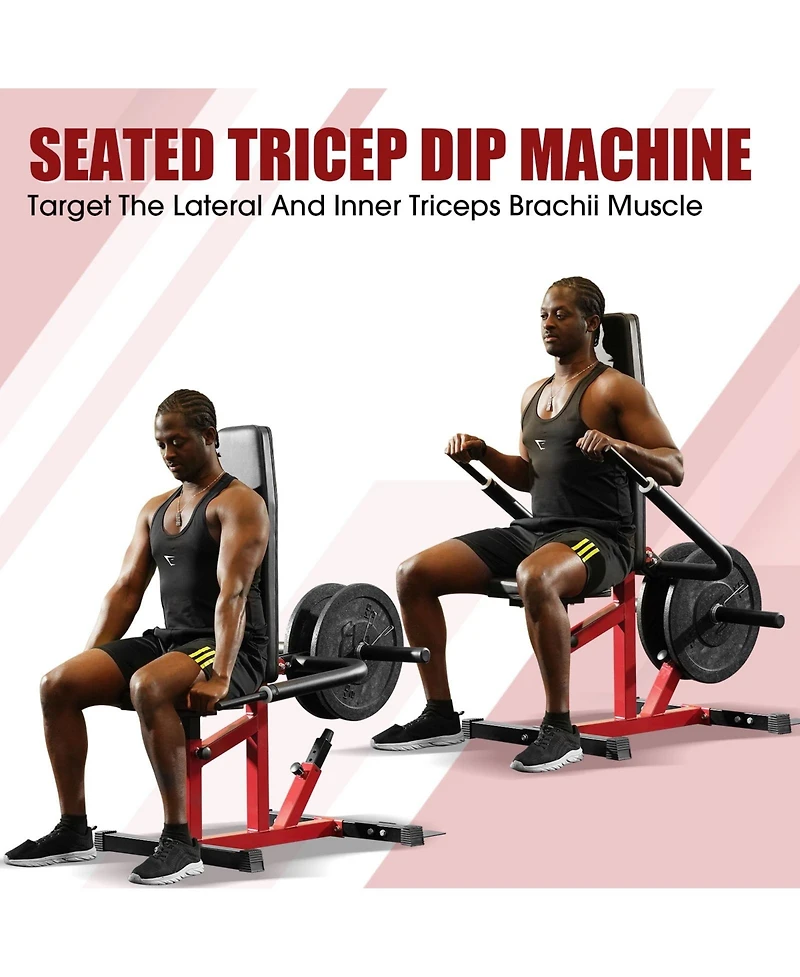 Syedee Seated Dip Machine with Max 400lbs Plate Loaded, Adjustable Tricep Press with Cable Bar for Biceps Chest Training