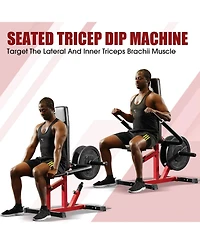 Syedee Seated Dip Machine with Max 400lbs Plate Loaded, Adjustable Tricep Press with Cable Bar for Biceps Chest Training