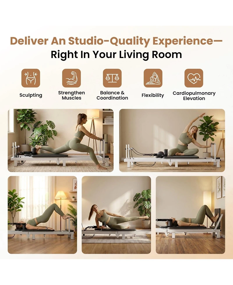 Syedee 86.6" Foldable Pilates Equipment, Pilates Reformer Machine Suitable For Height Over 5'7 '', Pilates Exercise Equipment with Jump Board