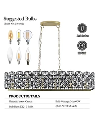 Clihome 39" Crystal Gold Pendant Chandelier, Geometric Modern Light Fixture (Bulb Not Included)
