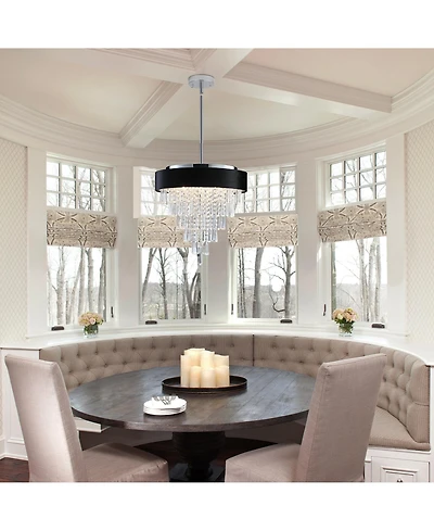 Clihome 18" Modern Crystal Chandelier with Imitation Velvet Anti-Glare Shade (Bulb Not Included)