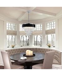 Clihome 18" Modern Crystal Chandelier with Imitation Velvet Anti-Glare Shade (Bulb Not Included)