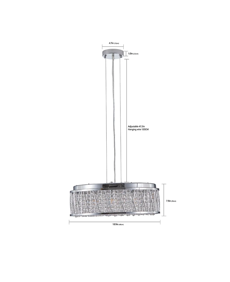 Clihome Crystal Chandelier 19" Round Ceiling Light Flush Mount Ceiling Light Fixture (Bulb Not Included)