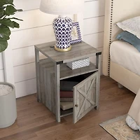 Vabches Farmhouse Nightstand with Charging Station (2 Ac/2 Usb), Rustic End Table Besides Table for Bedroom