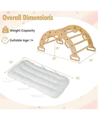 Sugift 3-in-1 Wooden Rocking Climbing Arch with Removable Cushion, 32" x 19" x 15", 110 Lbs, Ages 1+