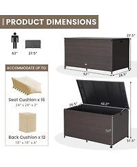 Mecale 133-Gallon Wicker Deck Box with Zippered Liner and Side Handles