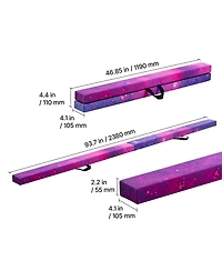 Sugift 8 Foot Wood Core Folding Balance Beam with 300 Pound Support and Carry Bag