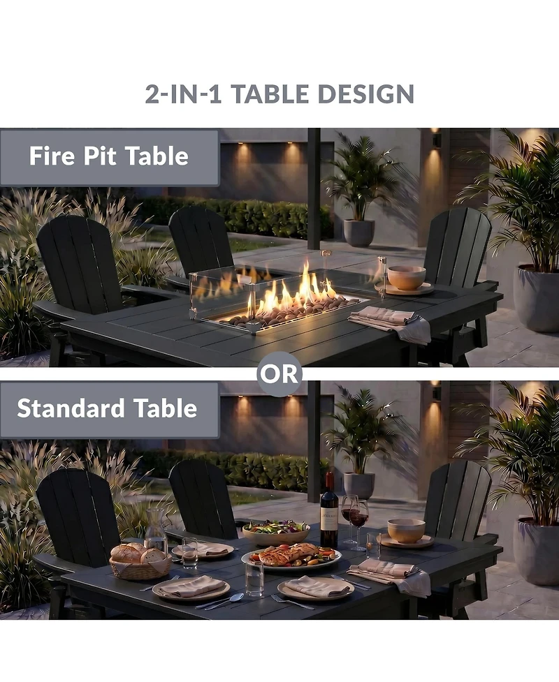 WestinTrends 46" Modern Outdoor Patio Gas Propane Rectangle Fire Pit Table