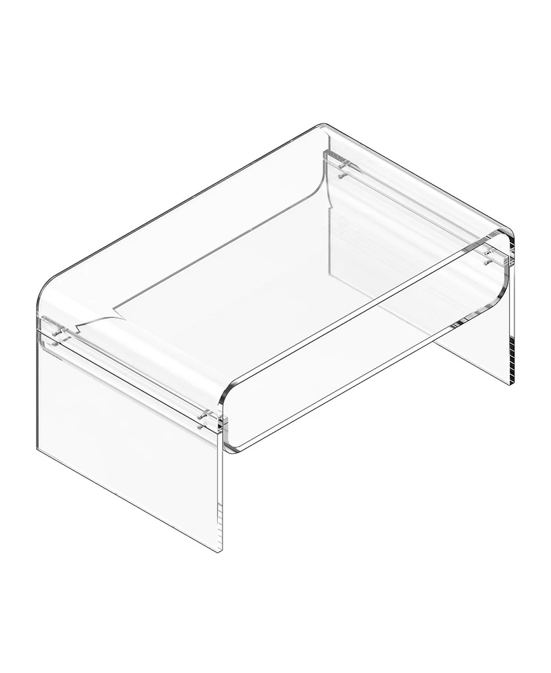 Slickblue Modern Acrylic Coffee Table with Storage Shelf and Rectangle Top