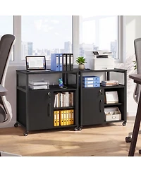 Mecale File Cabinet on Wheels with Charging Station and Cable Management Hole