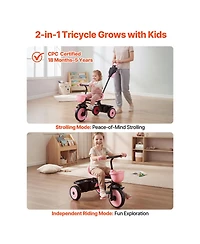 Sevorley Toddler 2-in-1 Convertible Tricycle with Parent Push Handle, 55 lb. Capacity, Ages 1.5+