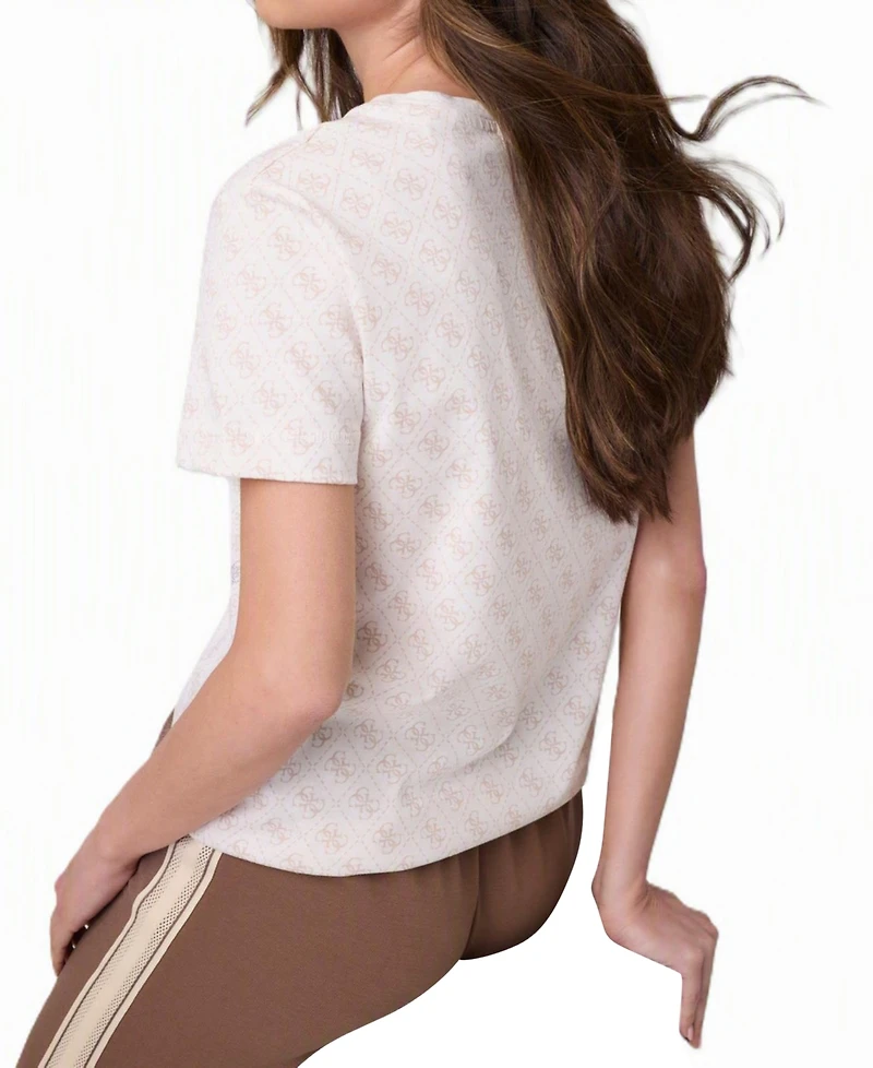 Guess Women's 4G Rhombus Studs Embellished Logo Print Short-Sleeve T-Shirt