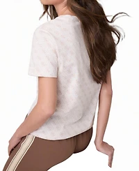 Guess Women's 4G Rhombus Studs Embellished Logo Print Short-Sleeve T-Shirt