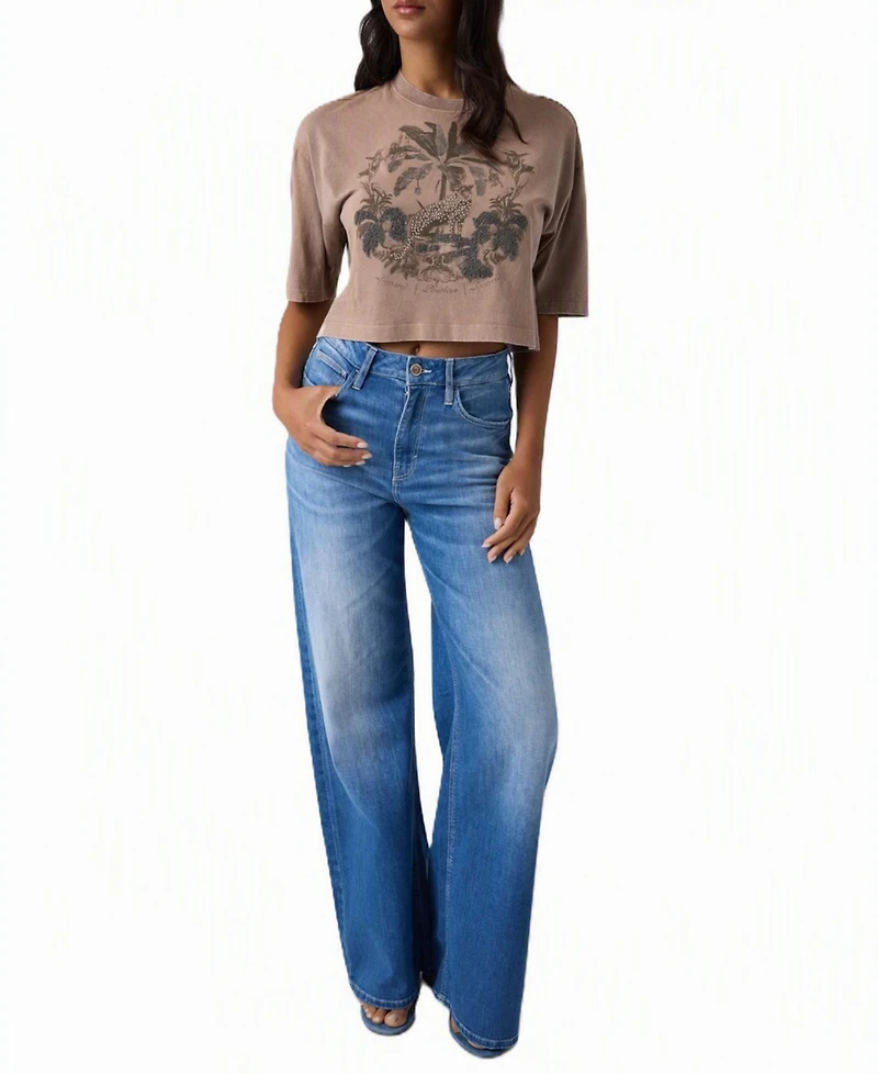 Guess Women's Bellflower High-Waisted Wide-Leg Jeans