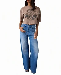 Guess Women's Bellflower High-Waisted Wide-Leg Jeans