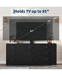 homfan Modern Tv Stand with Mount, 55'' Entertainment Center 9 Drawers, Adjustable Height Console for TVs Up to 85 Inches